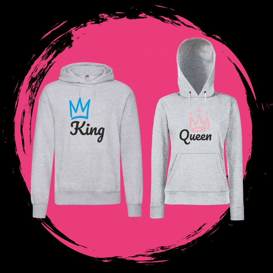 Σετ γκρι φούτερ για ζευγάρια King & Queen 6
