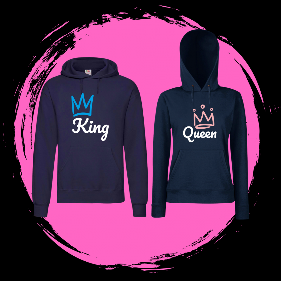 Σετ φούτερ σκούρου μπλε για ζευγάρια King & Queen 6