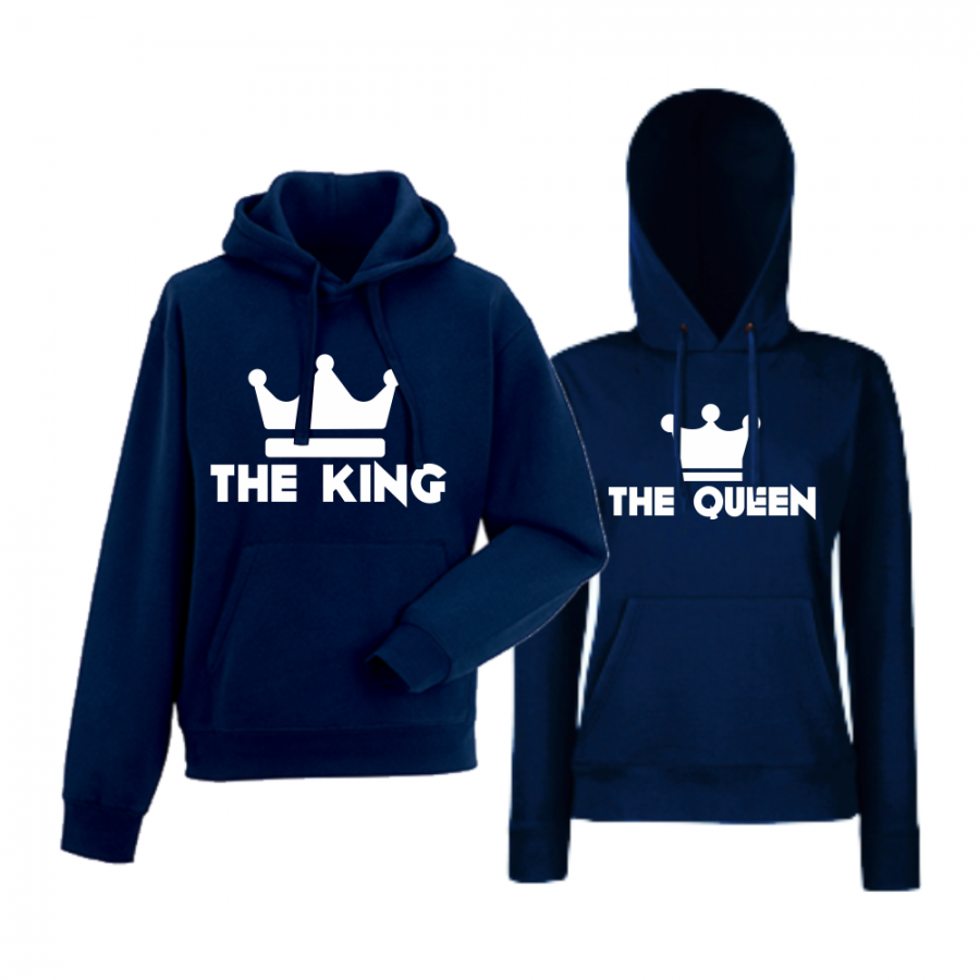 Σκούρο μπλε φούτερ για ζευγάρια  The King