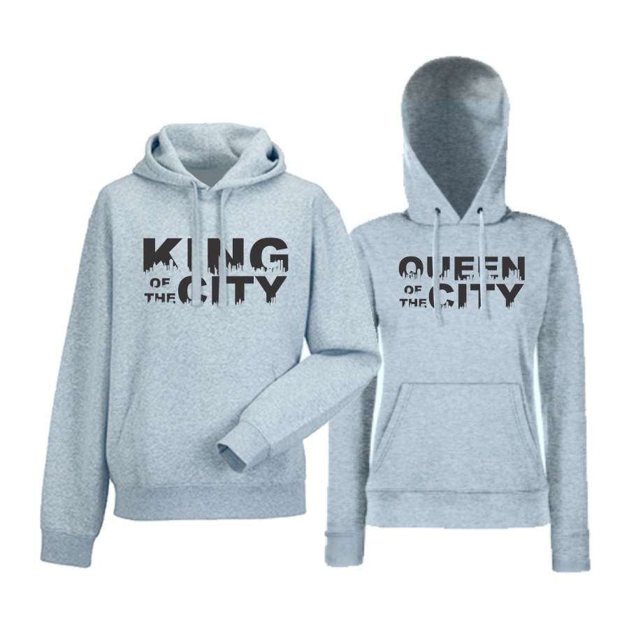 Γκρι φούτερ για ζευγάρια King Queen of the city