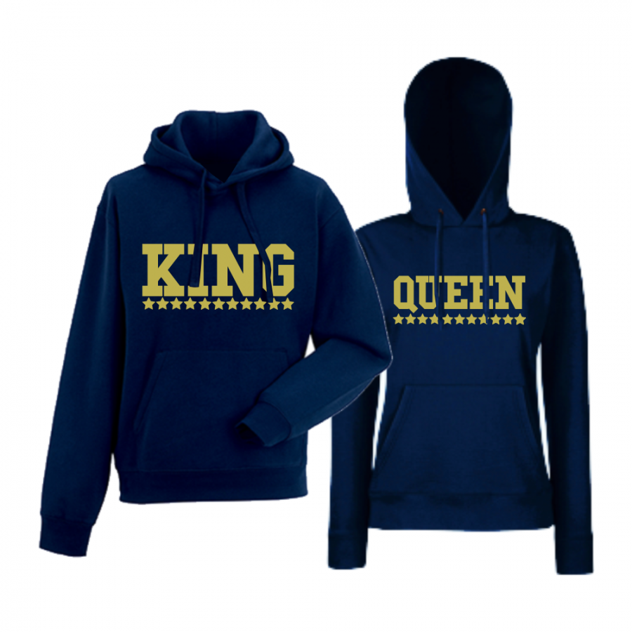 Σκούρο μπλε φούτερ για ζευγάρια  King - Queen