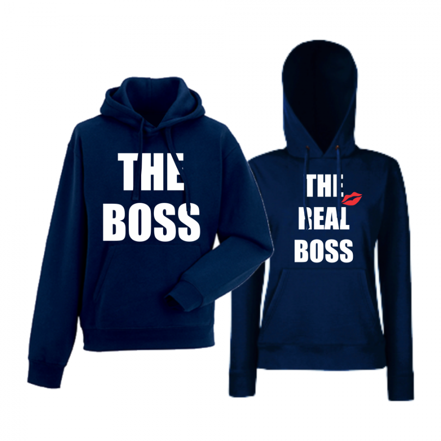 Σκούρο μπλε φούτερ για ζευγάρια  The Real Boss