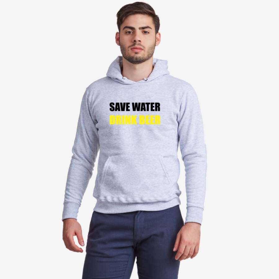 Ανδρικό φούτερ γκρι χρώμα Save Water Drink Beer