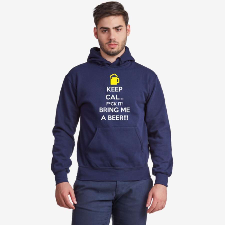 Ανδρικό φούτερ σκούρο μπλε χρώμα Keep Calm and Bring me a beer