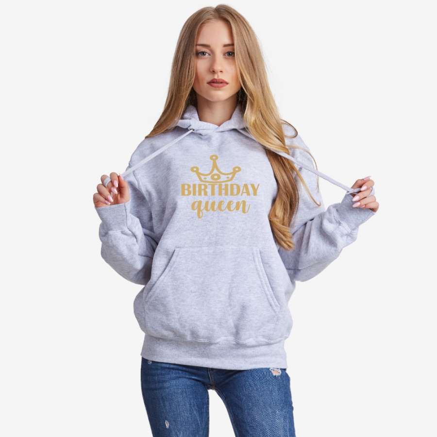 Γυναικείο φούτερ γκρι χρώμα Birthday Queen