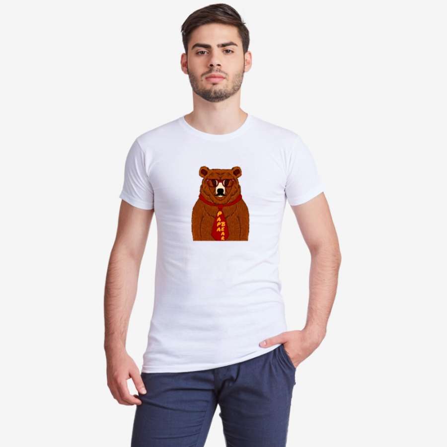 Ανδρική άσπρη μπλούζα Papa Bear Animated