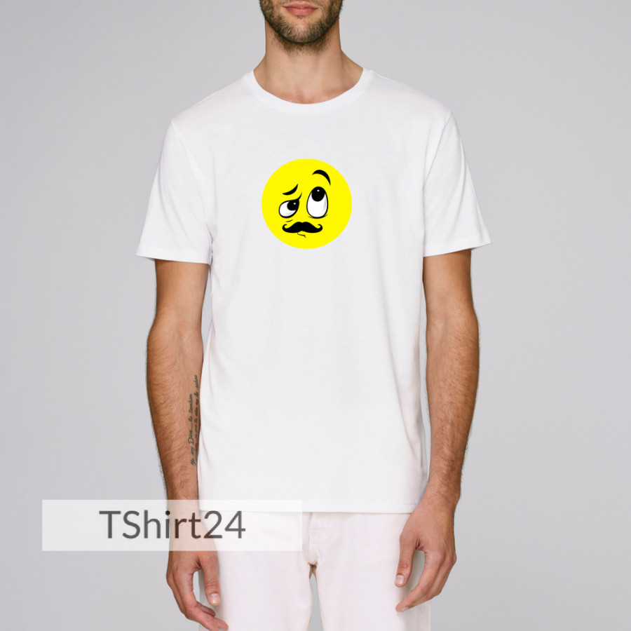 Ανδρική άσπρη μπλούζα από οργανικό βαμβάκι Emoji