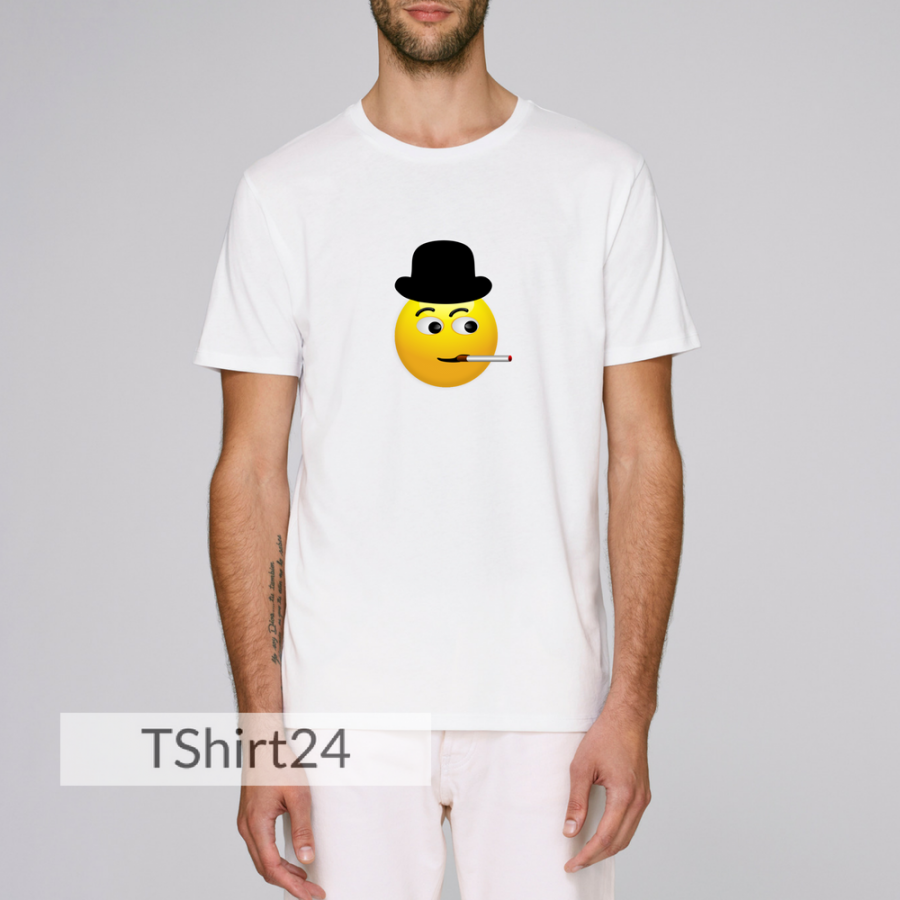 Ανδρική άσπρη μπλούζα από οργανικό βαμβάκι Emoji Cigarette