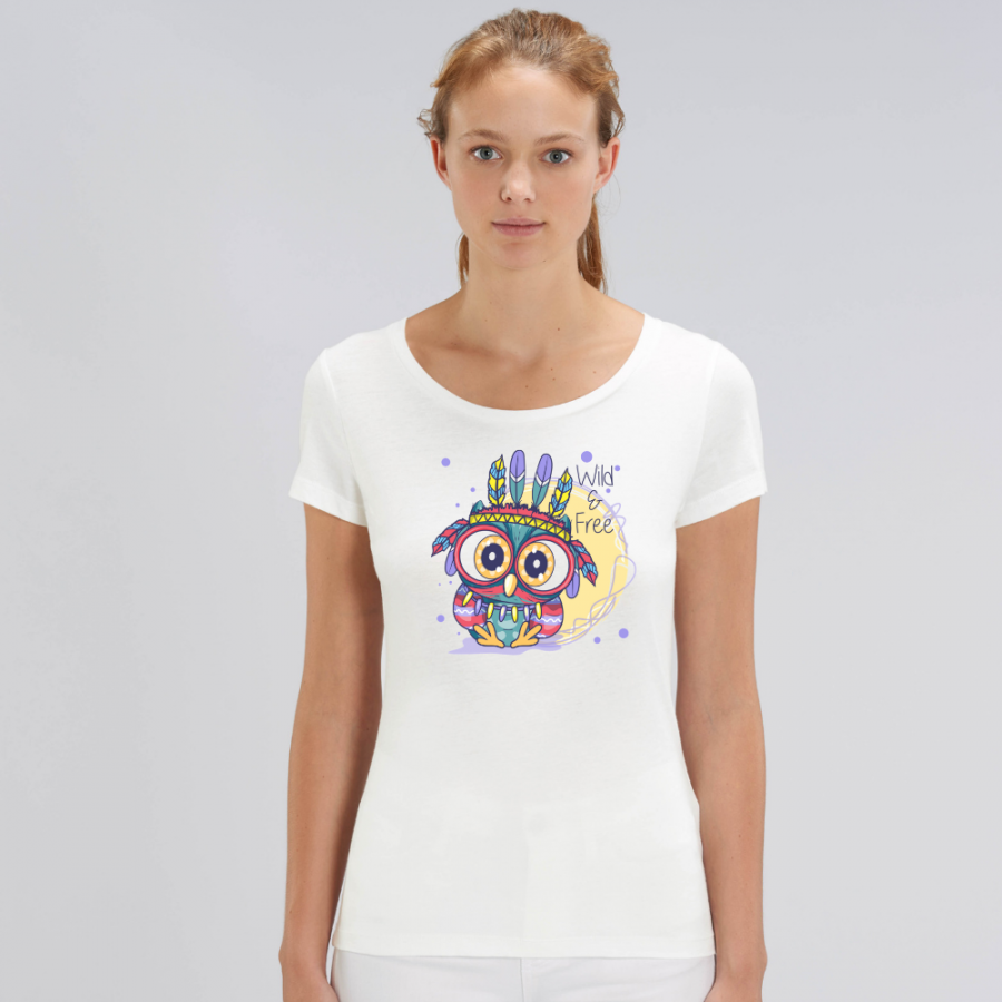 Γυναικεία μπλούζα από οργανικό βαμβάκι  Wild and free owl