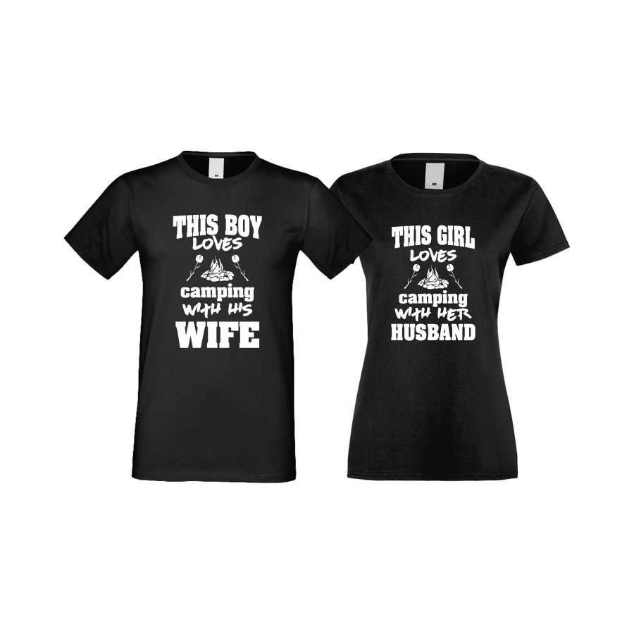 ΜΠΛΟΥΖΕΣ ΓΙΑ ΕΡΩΤΕΥΜΕΝΟΥΣ Camping Boy loves his wife μαύρη