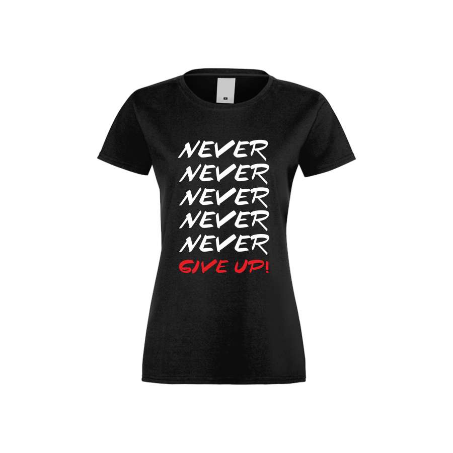 Γυναικεία μαύρη μπλούζα Never Give Up 