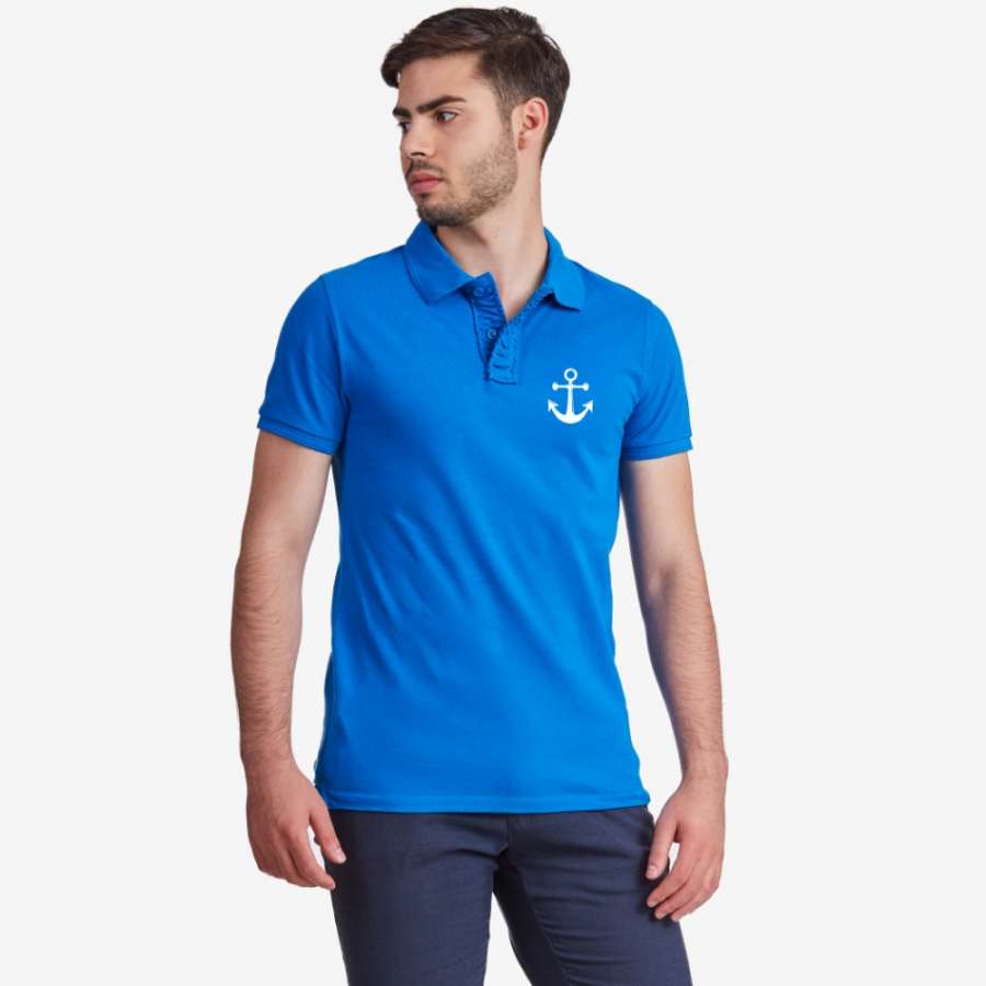 Μπλε και κίτρινη μπλούζα Πόλο από 100 οργανικό βαμβάκι Anchor